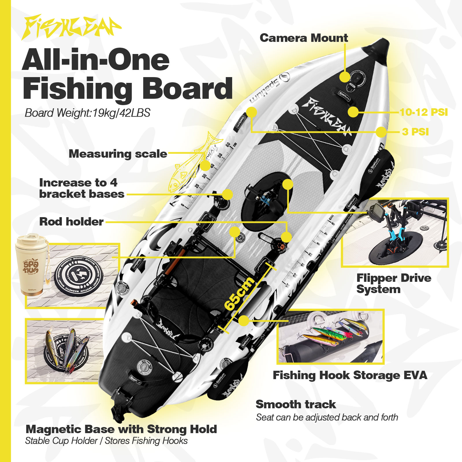 Kayak Inflable Spatium de 11.5 - Fishing Kayak Pedal Drive reseña y precio